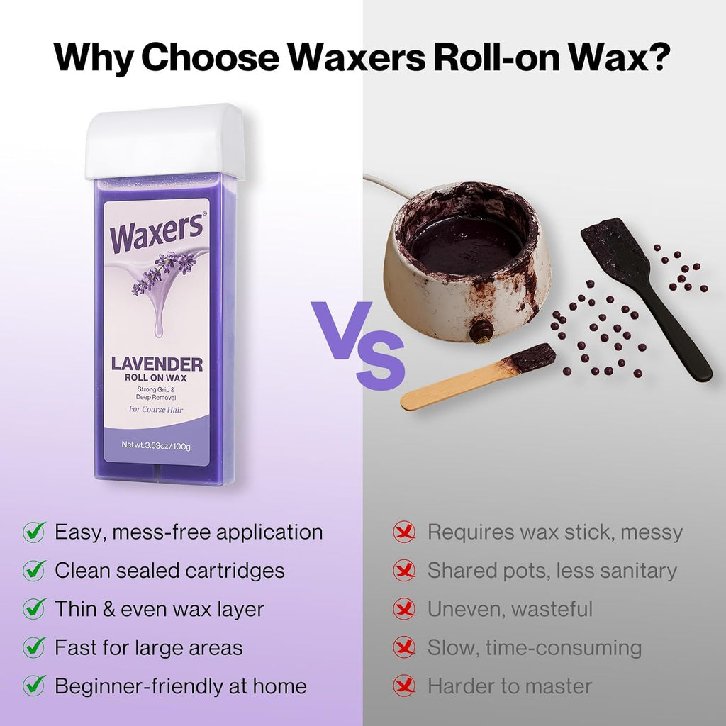 Kit de cera con rodillo Waxers para depilación con lavanda en rollo...