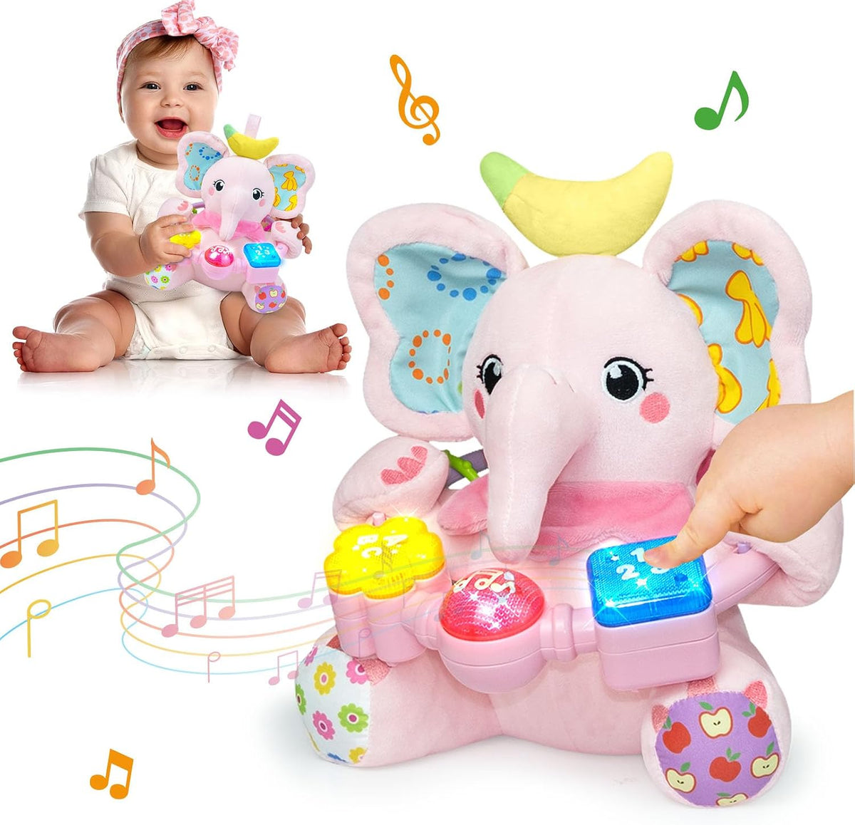 Ryotagift Animales de Peluche Juguetes de Elefante Musical Bilingüe...