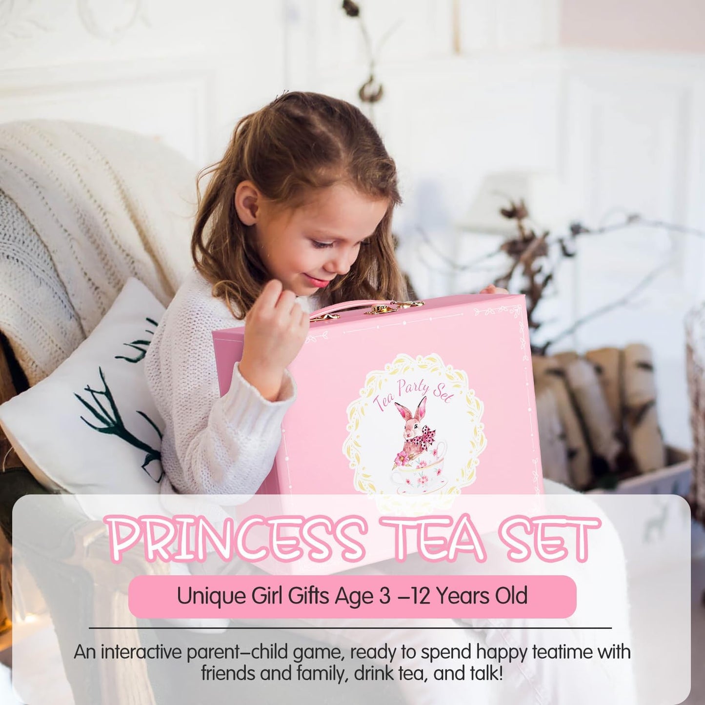 Juego de té de porcelana para niñas, juego de fiesta de té para niñ...