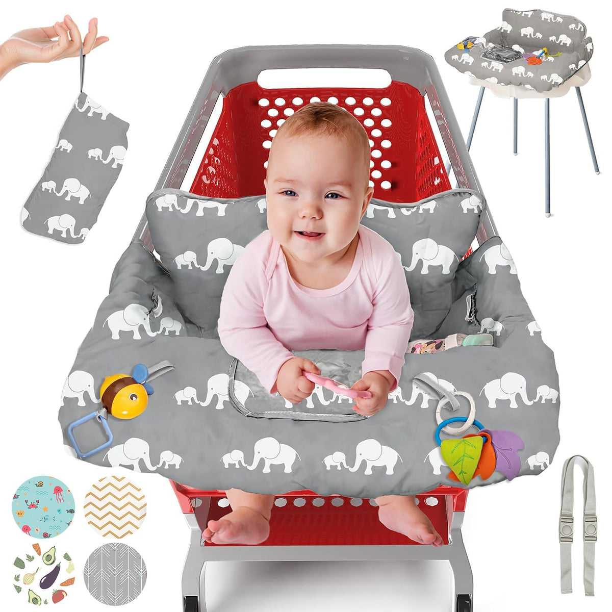 PILLANI Funda para carrito de compras para bebé, funda para silla a...