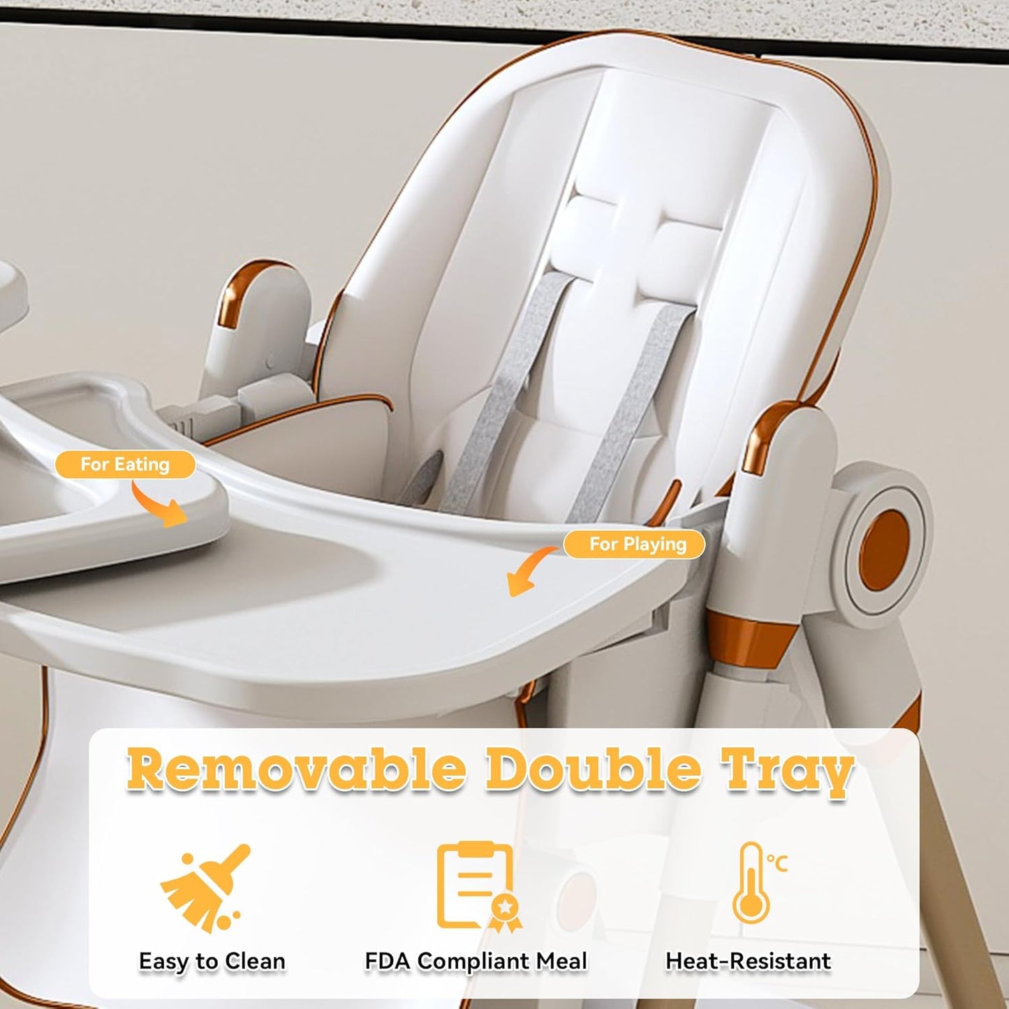 SmartEdge Silla alta para bebé 3 en 1 con ruedas, sillas altas pleg...