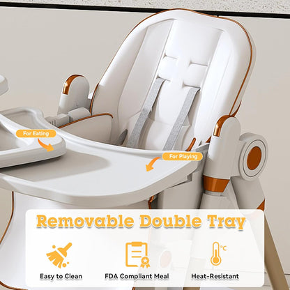 SmartEdge Silla alta para bebé 3 en 1 con ruedas, sillas altas pleg...