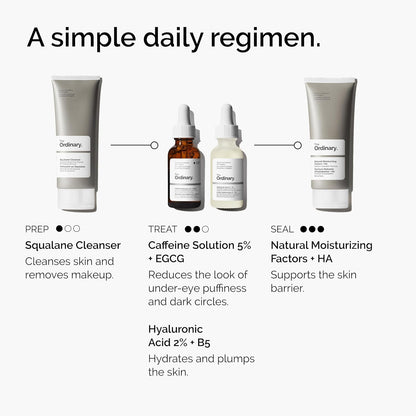 The Ordinary Caffeine Solution 5% + EGCG, Depuffing Eye Serum for D...