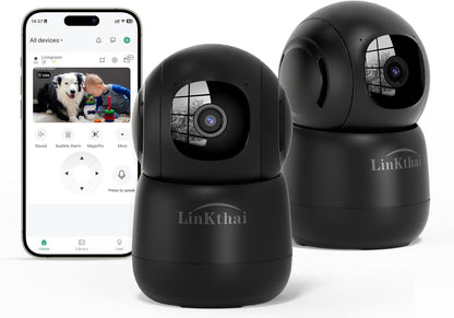 Linkthai Cámara interior, cámaras 2K para seguridad en el hogar con...