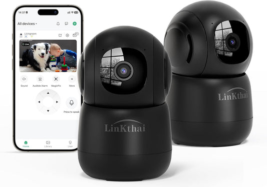 Linkthai Cámara interior, cámaras 2K para seguridad en el hogar con...
