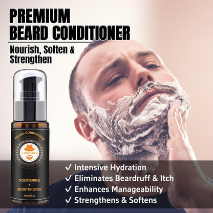 XIKEZAN Kit mejorado de aseo para barba con acondicionador de barba, aceite de barba, bálsamo para barba, cepillo para barba, lavado de barba/champú, peine para barba, tijeras para barba, bolsa de
