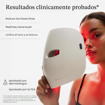 Therabody TheraFace Mask Glo - Máscara facial LED inalámbrica para...