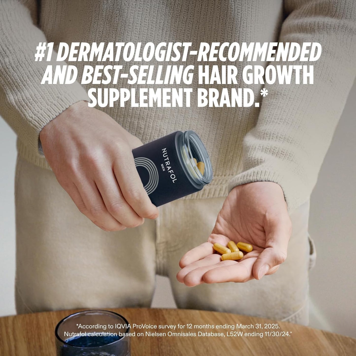 Nutrafol Suplementos para el Crecimiento del Cabello Masculino, Clínicamente Probados para Cabello Visiblemente Más Grueso y Cobertura del Cuero Cabelludo, Recomendado por Dermatólogos - Suministro