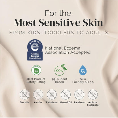 Puriya Crema de eccema 5 en 1 para niños, bebés, niños pequeños, adultos, loción avanzada de avena coloidal para alivio de la piel seca y con picazón en cara y cuerpo, tratamiento de eccema con