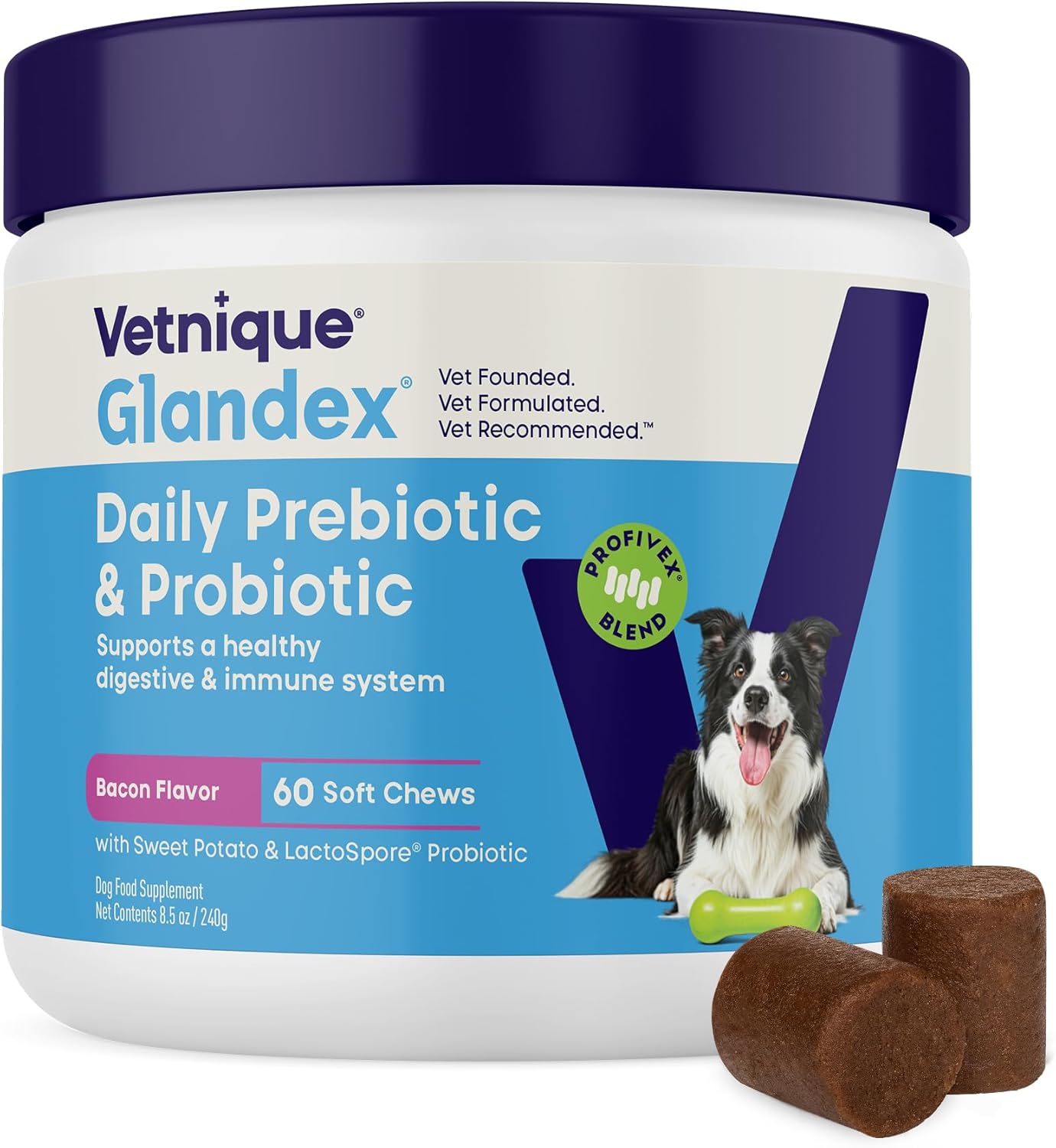 Vetnique Glandex Probióticos diarios para perros con prebióticos pa...