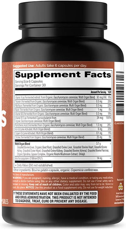 Ancient Nutrition Suplementos de órganos, cápsulas de complejo de ó...