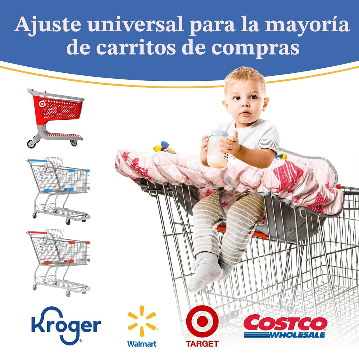 PILLANI Funda para carrito de compras para bebé, funda para silla a...