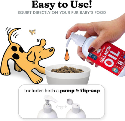 Aceite de salmón para perros y gatos, piel y pelaje saludables, ace...