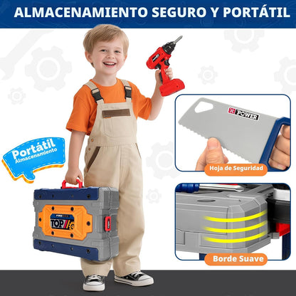 TooyBing Juego de banco de herramientas para niños con taladro eléc...