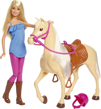 Barbie Playset con muñeca rubia de moda en atuendo de montar y caba...
