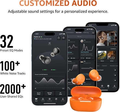 TOZO Auriculares inalámbricos A1 Bluetooth 5.3 de peso ligero en el...