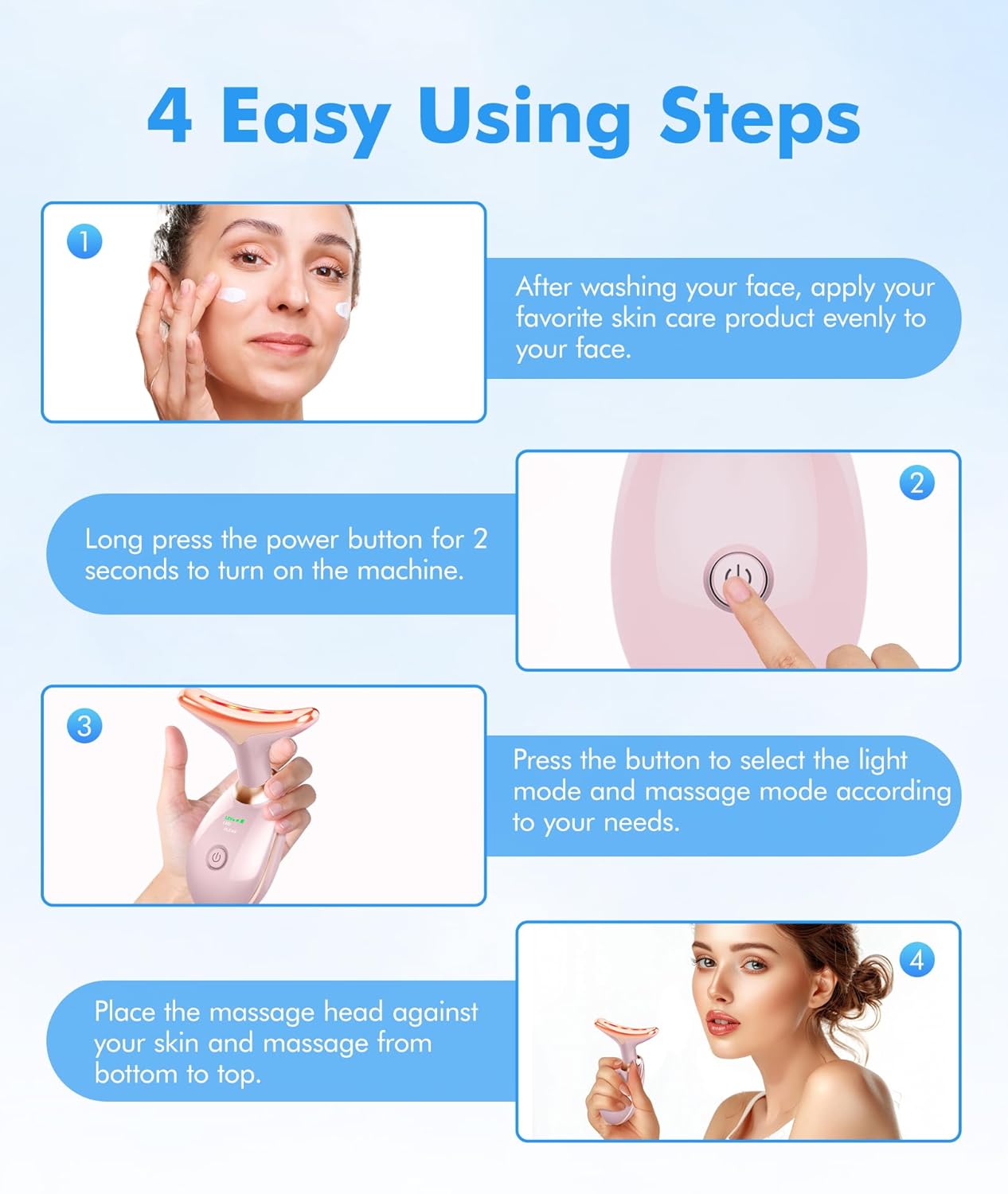 SDKWDH Terapia de Luz Roja para Cara y Cuello, Herramienta de Masaj...
