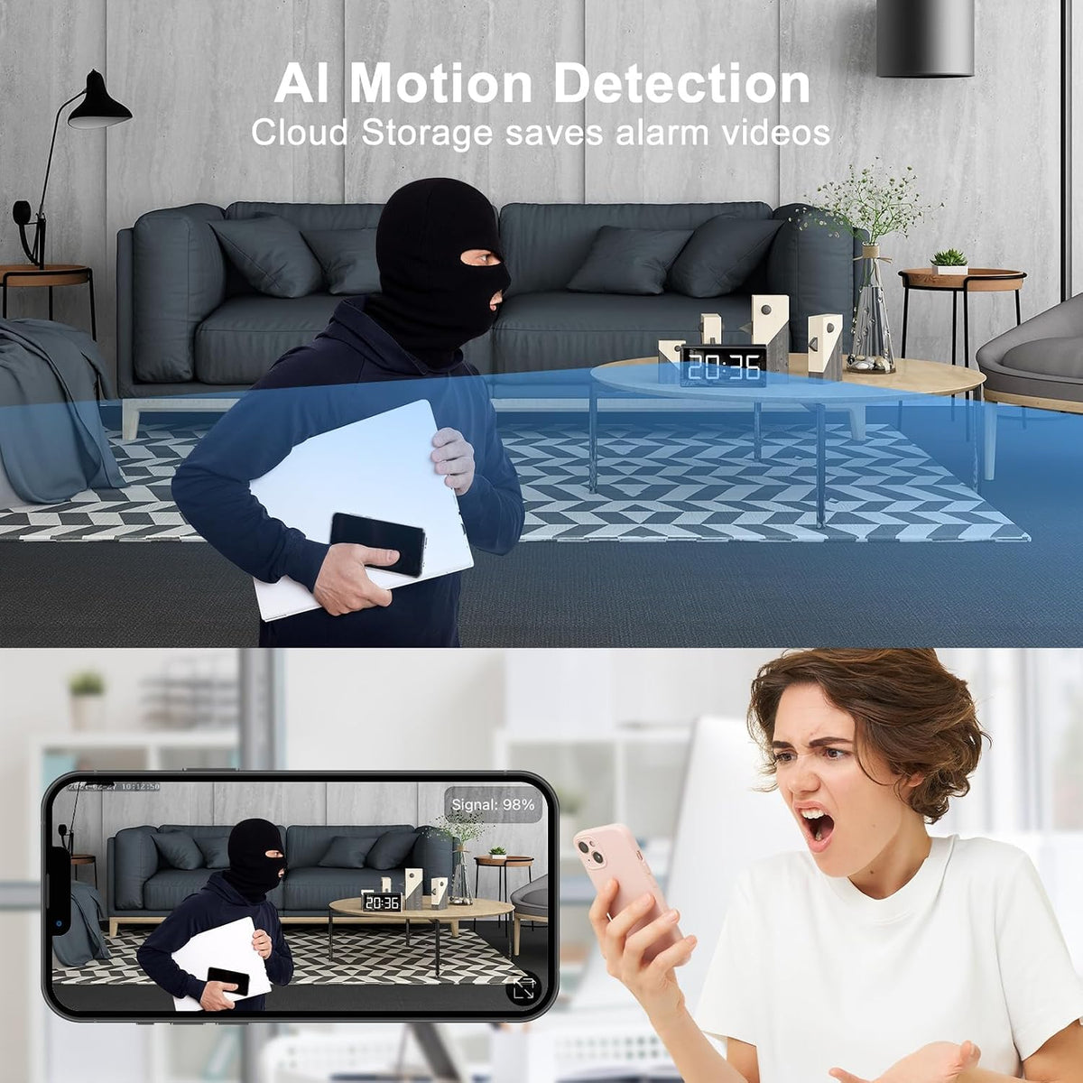 USBRMT Cámara WiFi 5G Cámara de seguridad interior para monitor de...