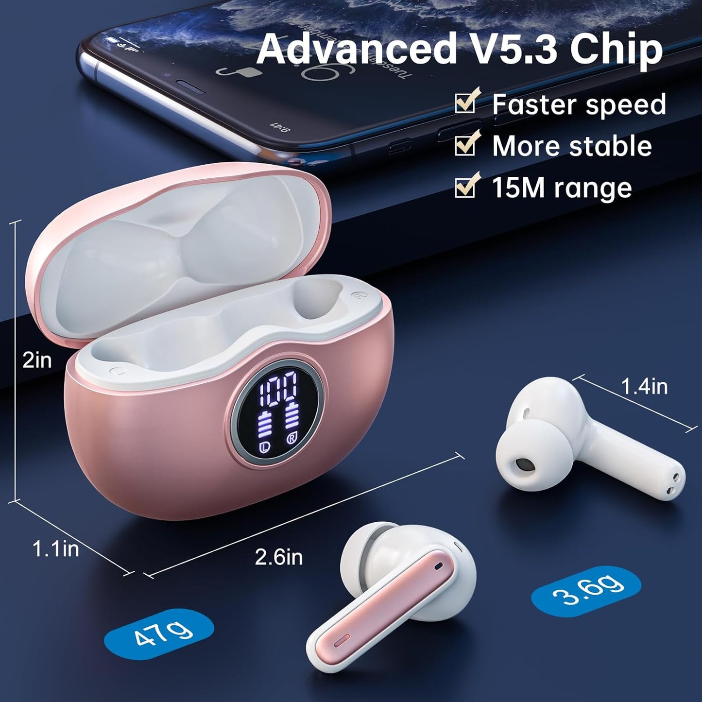Fhumsh A10 Pro - Auriculares inalámbricos Bluetooth 5.3 HiFi Stereo...