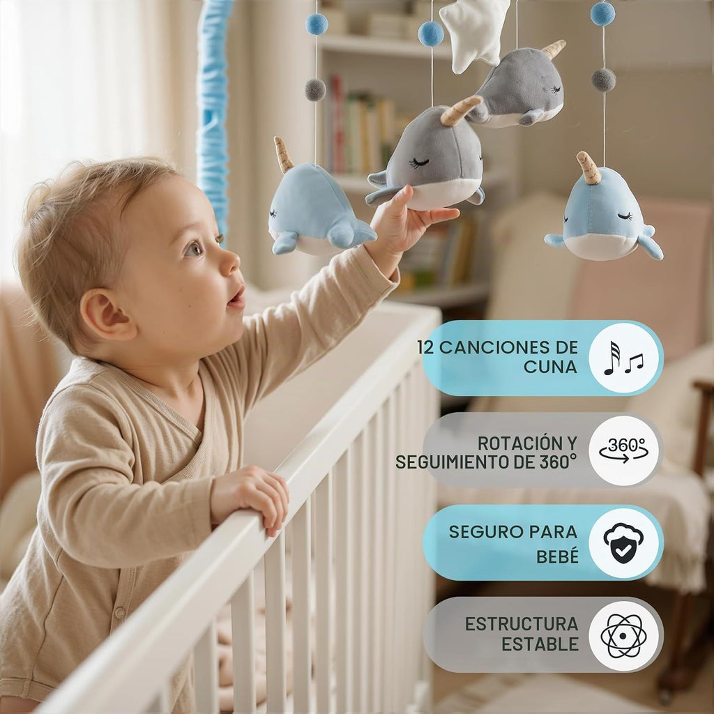 Narwhal - Móvil para cuna de bebé para decoración de guardería con...