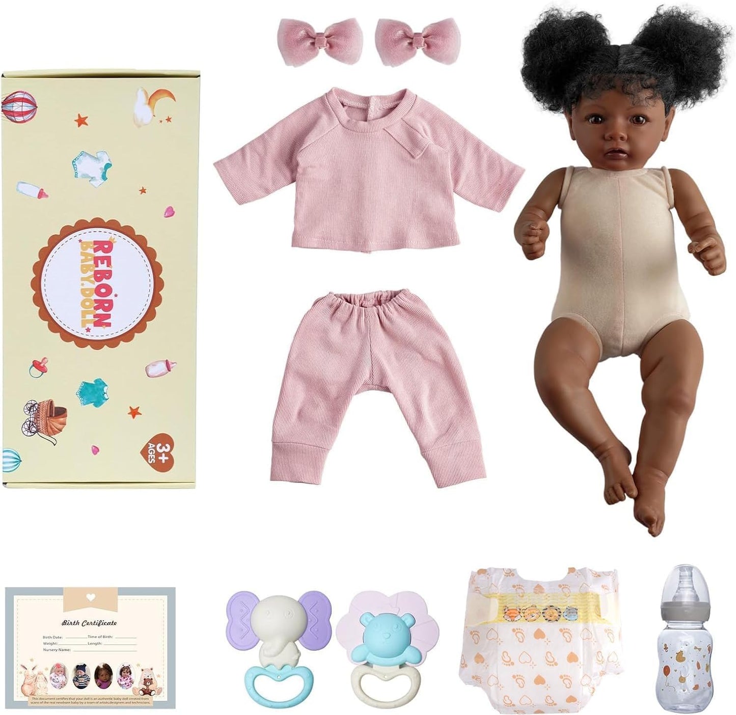 BABESIDE Muñecas de bebé realistas Reborn Daisy Black Girl- 20 pulg...