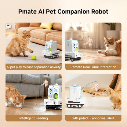 PICKFUN Pmate AI Pet Camera Robot Companion para perros y gatos, cá...
