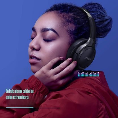 BERIBES Auriculares Bluetooth sobre la oreja, tiempo de reproducció...