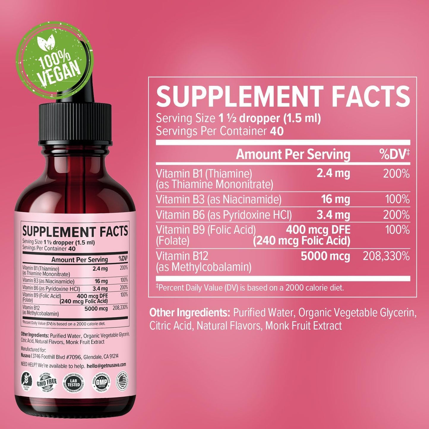 (Paquete de 4) Gotas líquidas de vitamina B12 y B6, complejo de vit...