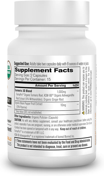 Organixx Suplemento orgánico de curcumina de cúrcuma USDA con Ashwa...