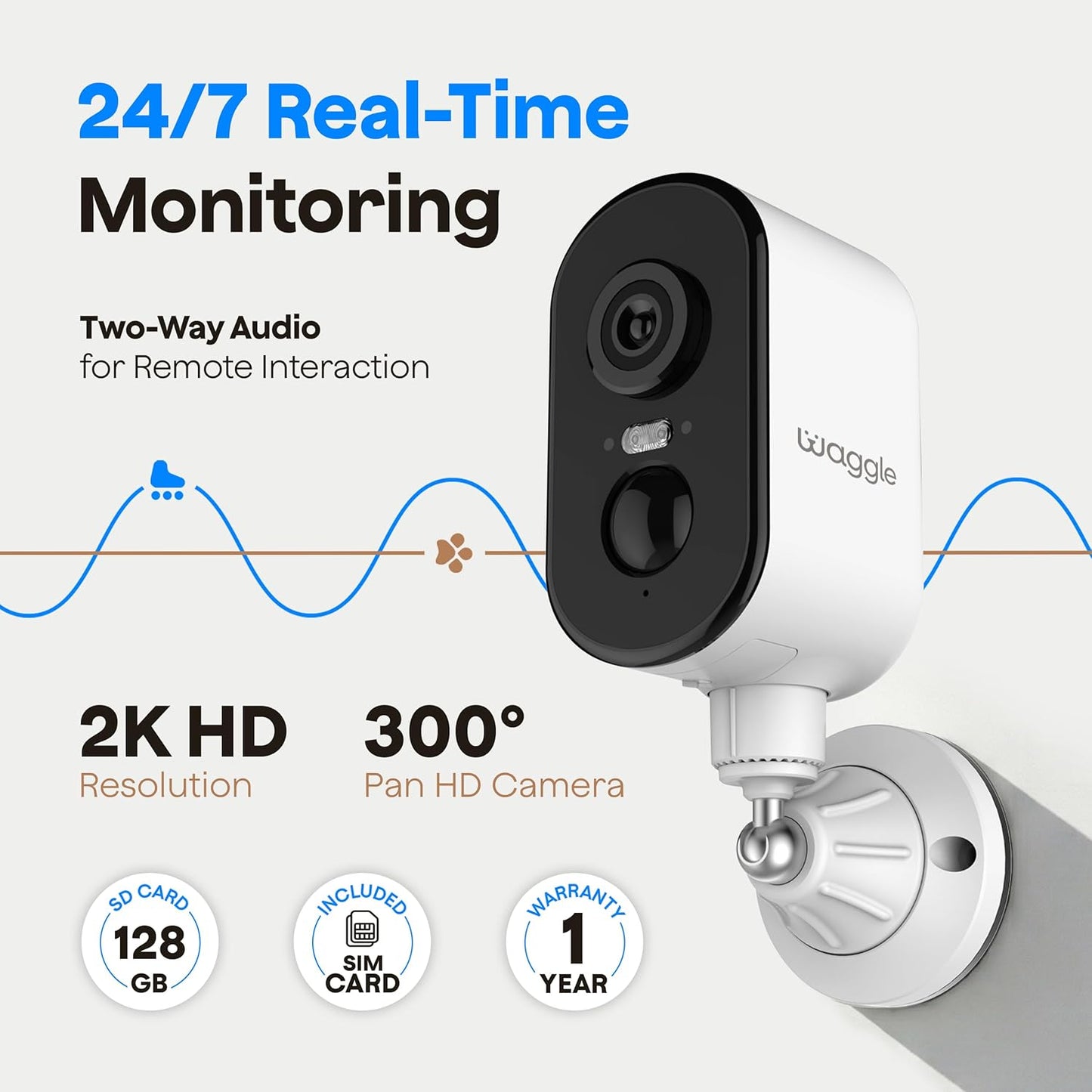 Waggle Paquete de 2 cámaras de seguridad 4G LTE para RV, no necesit...