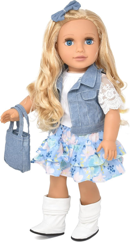 Gift Boutique Muñeca de niña de 18 pulgadas, muñeca de moda con cab...