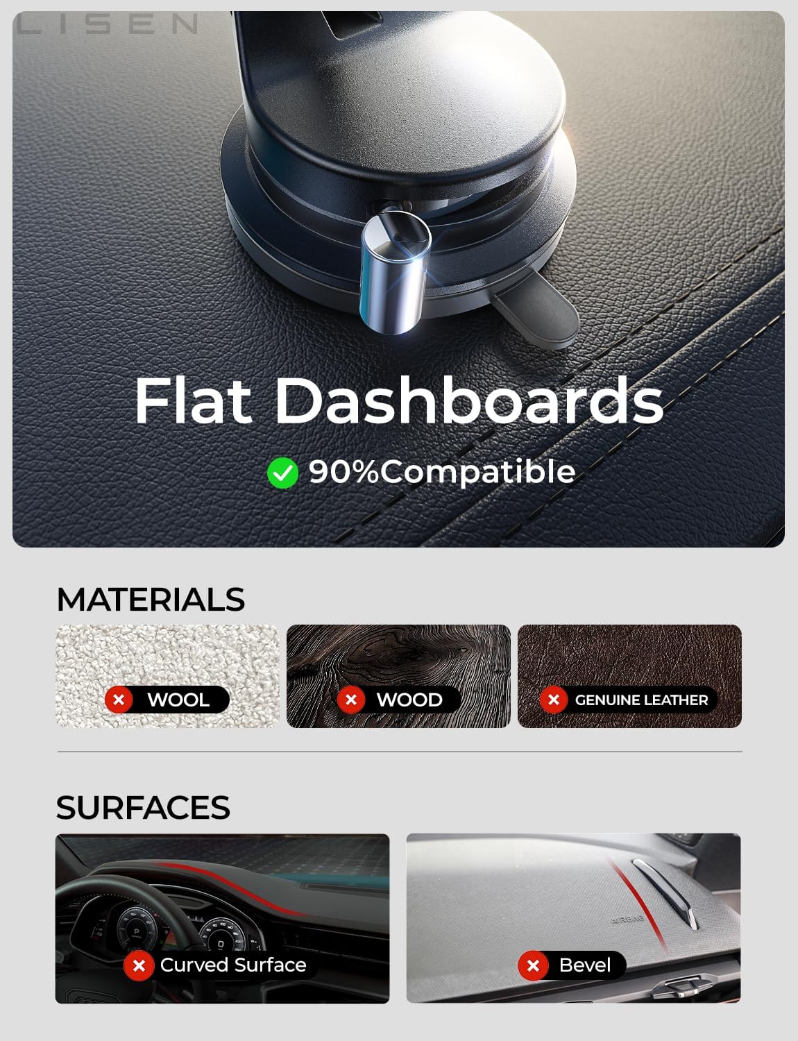 LISEN Magsafe Soporte de automóvil, soportes de teléfono celular para tu automóvil, accesorios magnéticos para automóvil para mujeres y hombres, interior Jeep camión, kits de regalo de succión al