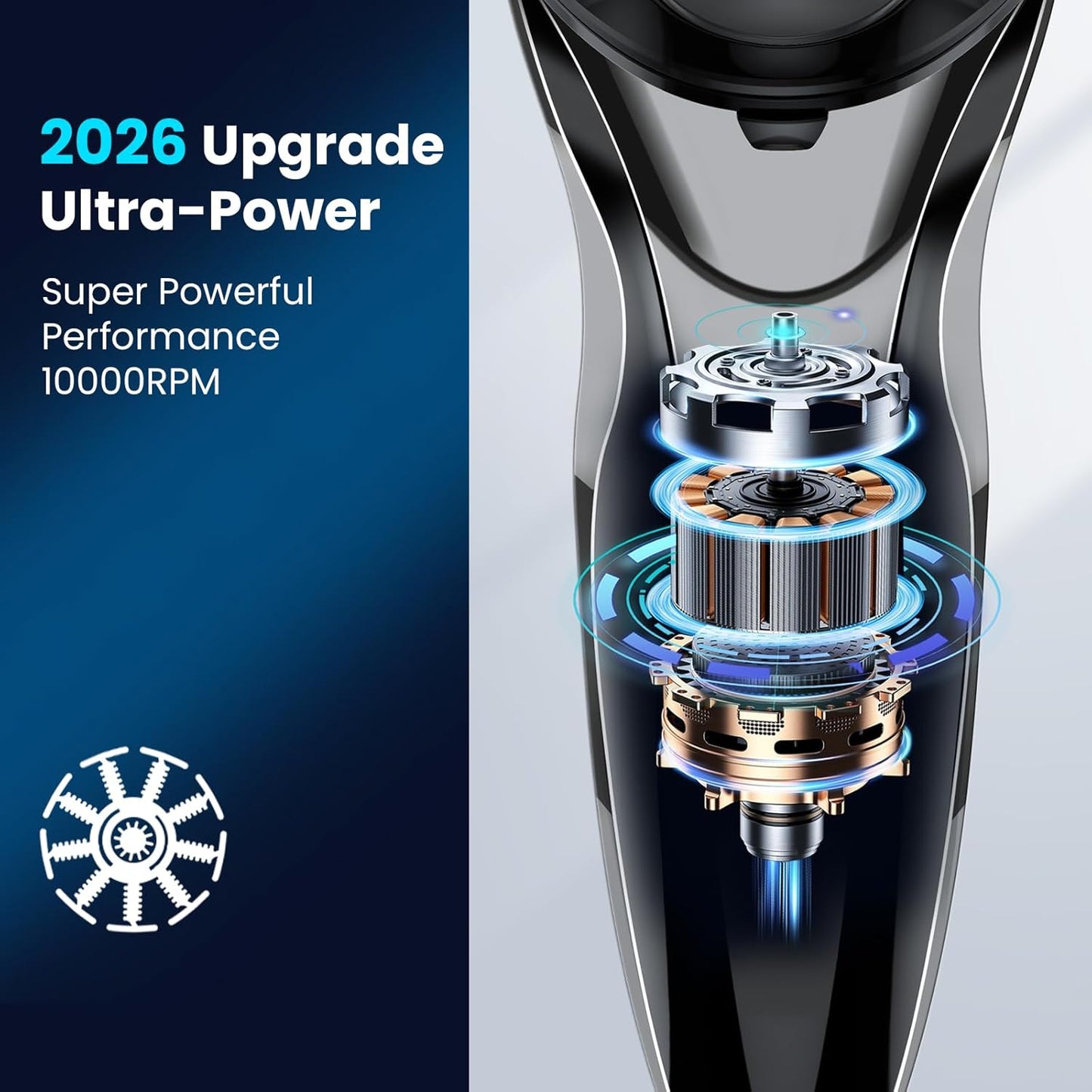 Maquinilla de afeitar eléctrica para hombres con recortadora emergente, afeitadora eléctrica recargable IPX7 impermeable, afeitadoras de carga rápida para hombres, tiempo de funcionamiento de 120
