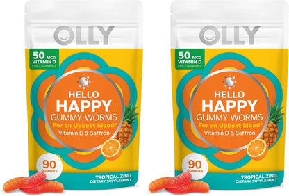 OLLY Hello Happy Gomitas de gusanos, apoyo para el equilibrio del e...