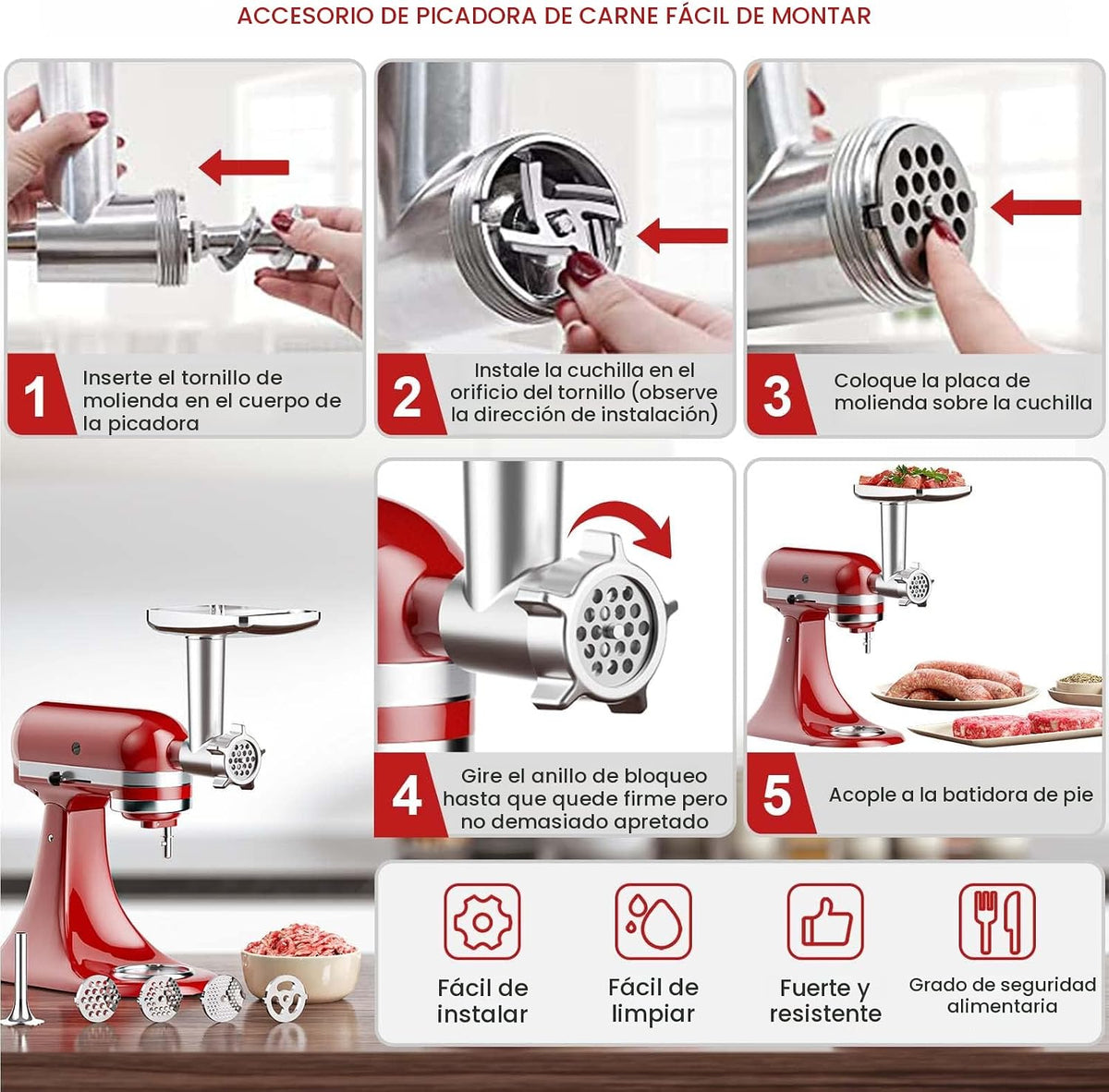 Accesorios para molinillo de carne y triturador de rodajas para mez...
