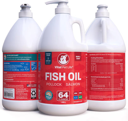Aceite de pescado para perros - Piel y pelaje saludables, salmón, a...