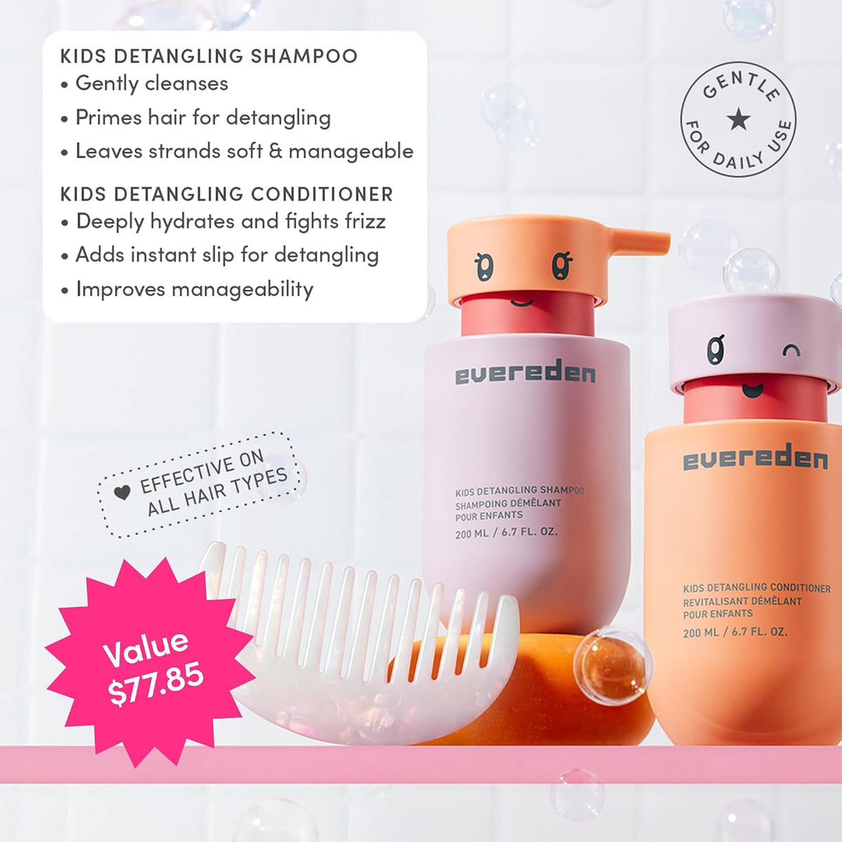 Evereden Champú y acondicionador para niños + cepillo, probado por...