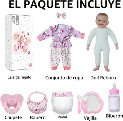 SCOM Muñeca de bebé niña, muñeca realista de cuerpo suave de 18 pul...