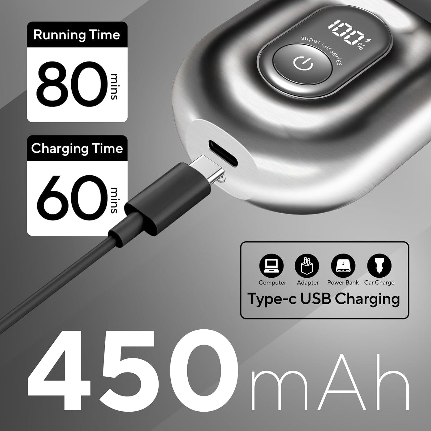 Maquinilla de afeitar eléctrica para hombres, mini afeitadora eléctrica para hombres, afeitadora portátil de lámina con 3 cuchillas de afeitar flotantes mejoradas, uso húmedo/seco, pantalla