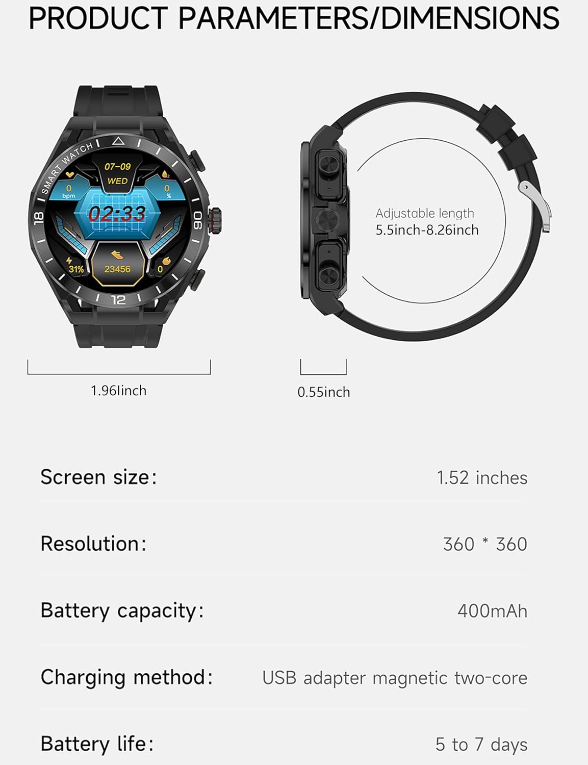 ATEVIX Reloj inteligente con auriculares para Android y iPhone, pan...