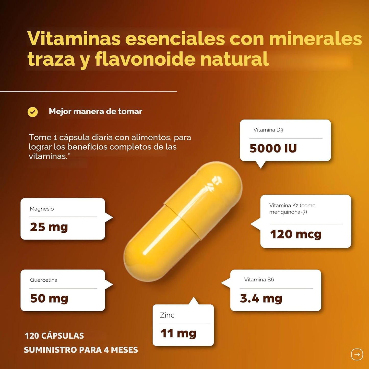 Sandhu's Vitamina D3 K2 Magnesio 5000 UI, 120 mcg K2 Cápsulas 1...