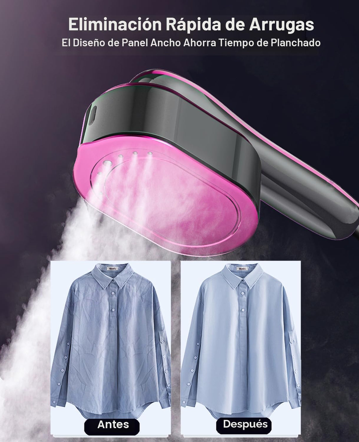 ADPTOYU Vaporizador y plancha 2 en 1 para ropa, vaporizador portáti...