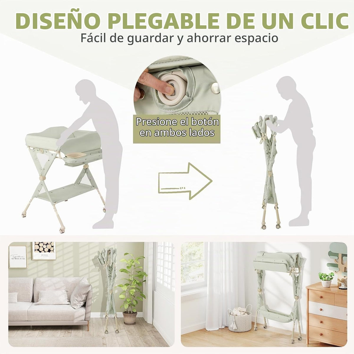 BABY JOY Cambiador portátil para bebé, estación plegable para cambi...