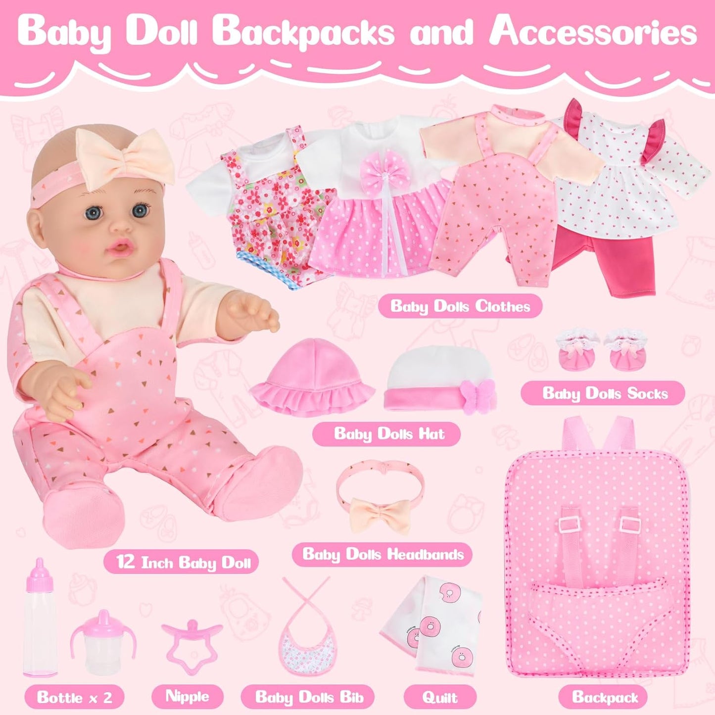 Mastom Set de Juguetes de Muñeca de Bebé de 12 Pulgadas con 4 Traje...