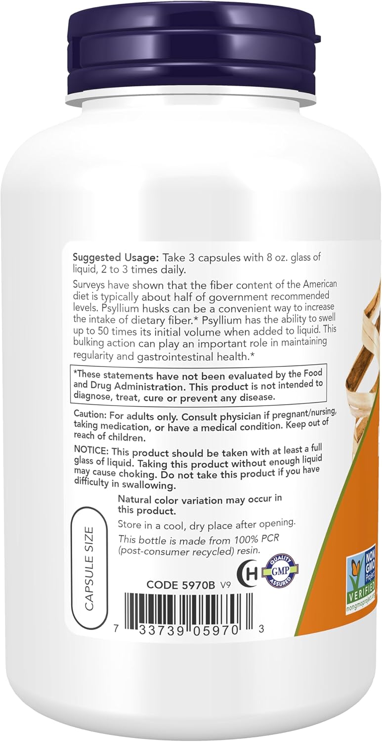 Now Foods Cápsulas de cáscara de psyllium 0.02 oz, B001F0R9L2, 1, 1