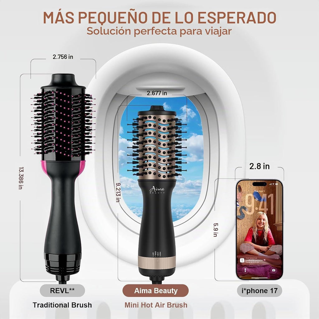 Aima Beauty Pequeño cepillo automático del secador de pelo del volt...