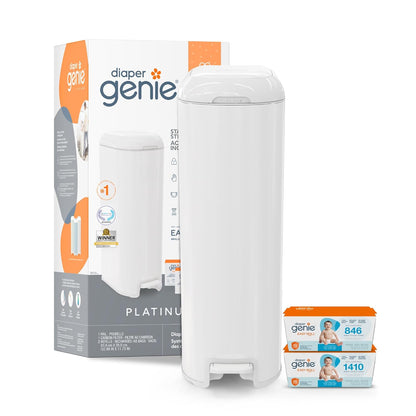Diaper Genie Juego de regalo de cubo de pañales platino | Control d...
