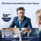 Auriculares Bluetooth, auricular inalámbrico con micrófono de cancelación de ruido mejorado, funda de carga de 500 mAh compatible con tiempo de conversación de 72 horas, auriculares manos libres con botón de silencio para computadora, teléfonos celulares,