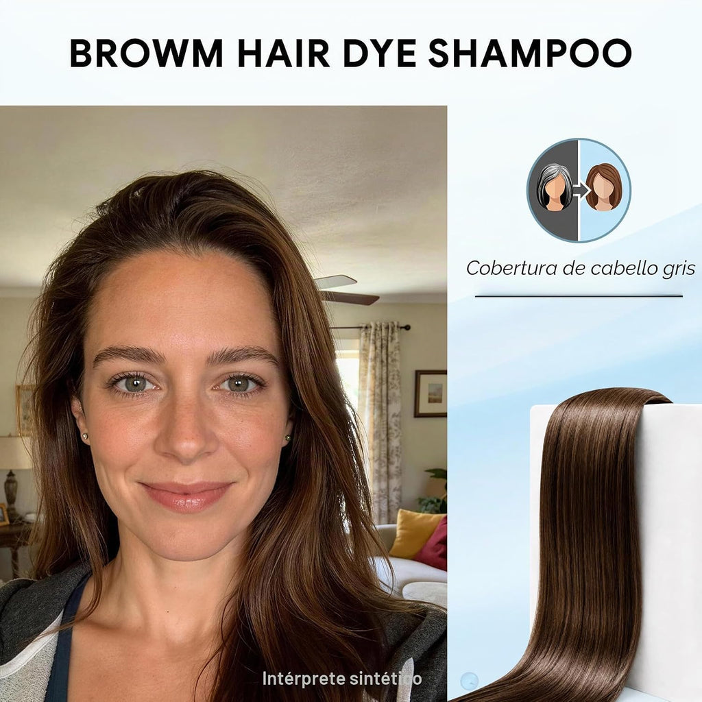 Ivnil Champú de tinte para el cabello marrón, cobertura de cabello...