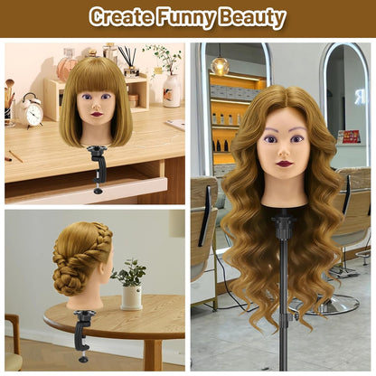 Cabeza de maniquí con 90% cabello humano, cabeza de muñeca de pelo...